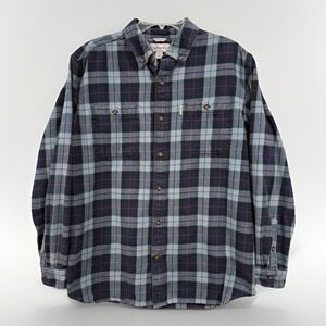 Carhartt‎ Flannel Shirt Men's Large Long Sleeve Blue and Black Plaid Gorpcore